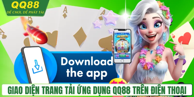 Giao diện trang tải ứng dụng QQ88 trên điện thoại